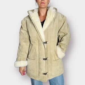 90s Charles Klein Suede‎ and Faux Fur tan jacket size M
